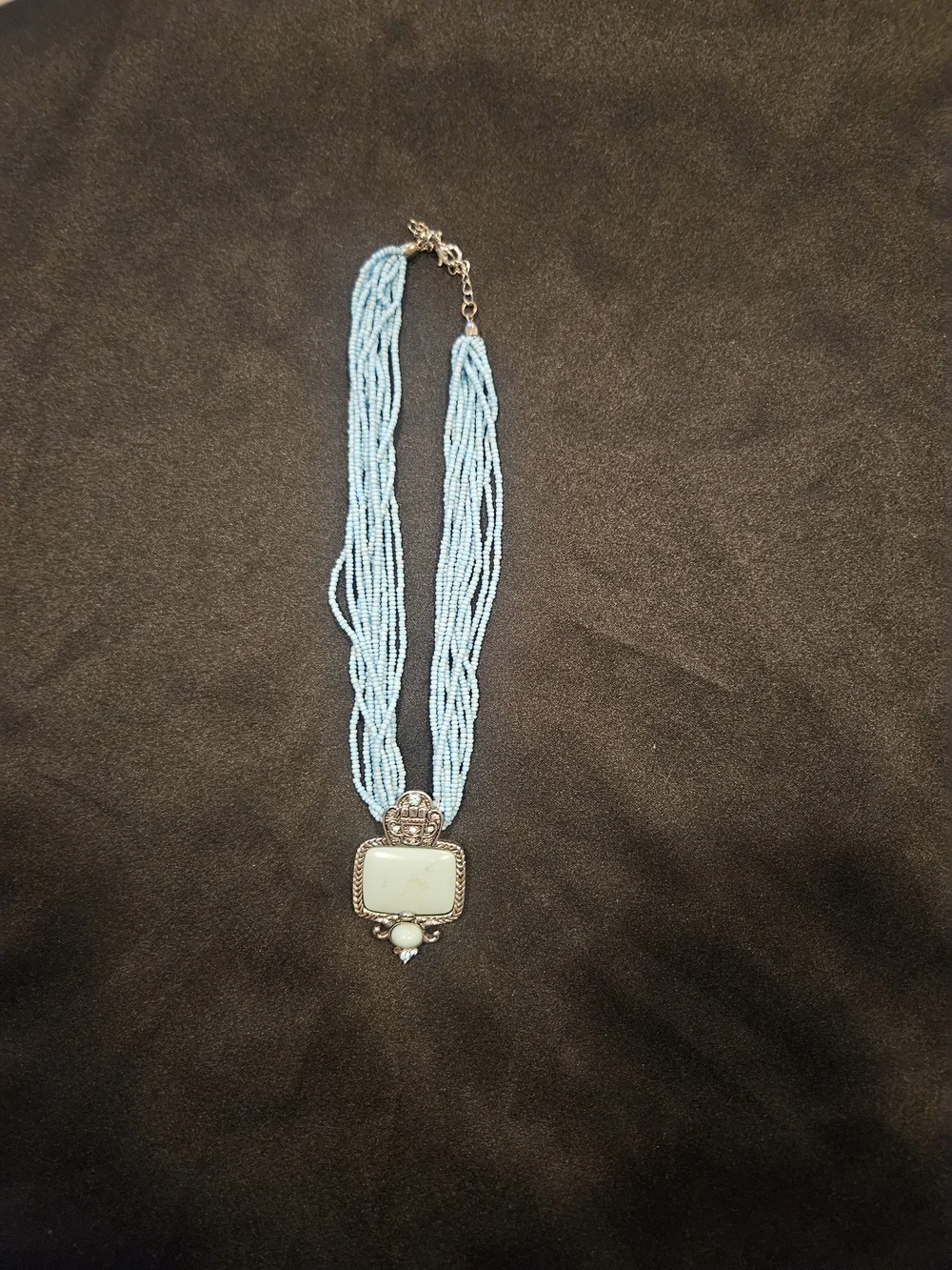 Light Blue Beaded Pendant Necklace